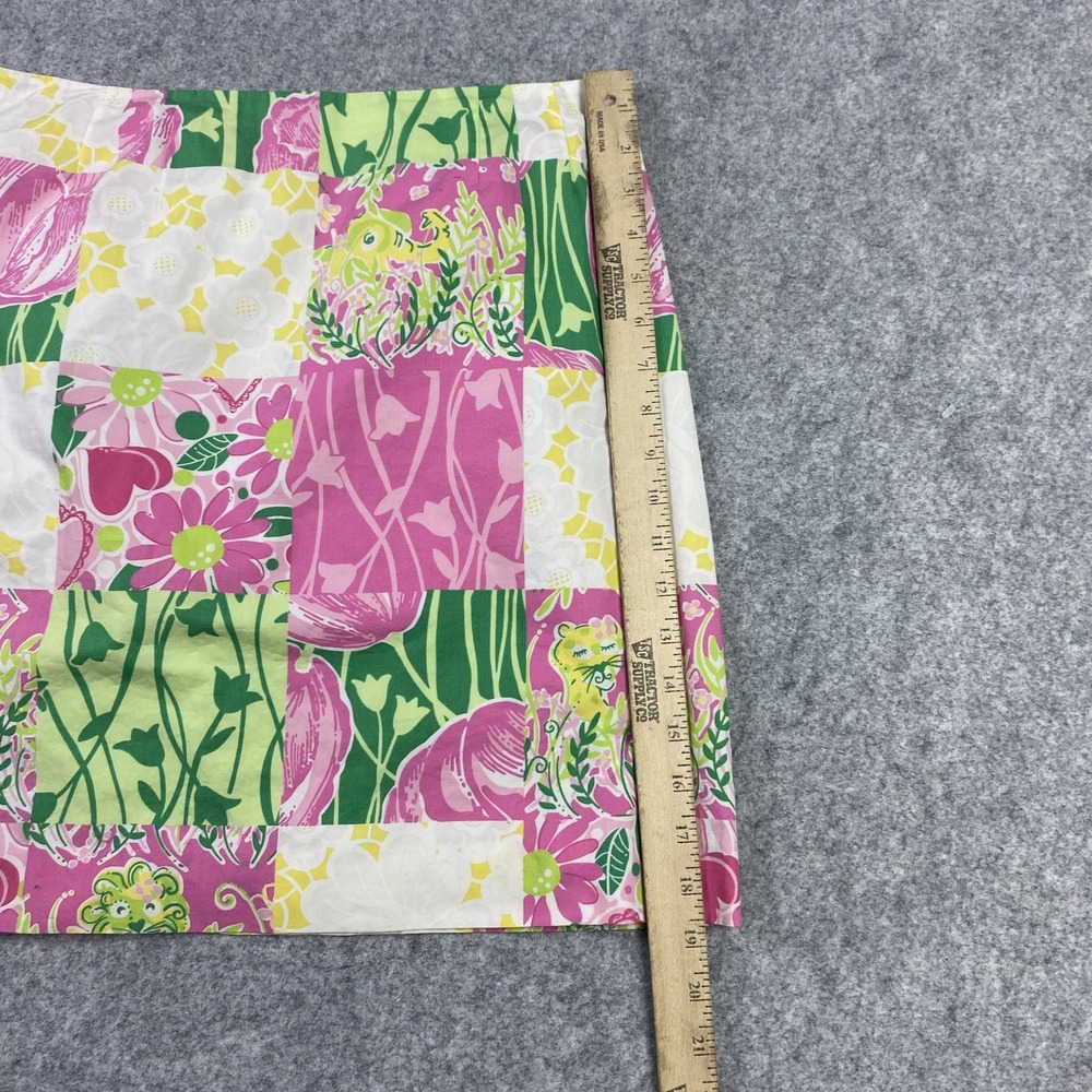 Lilly Pulitzer Skirt Womens 6 Pink Green Patchwork Floral Jungle Cat Print Lined - Picture 11 of 13